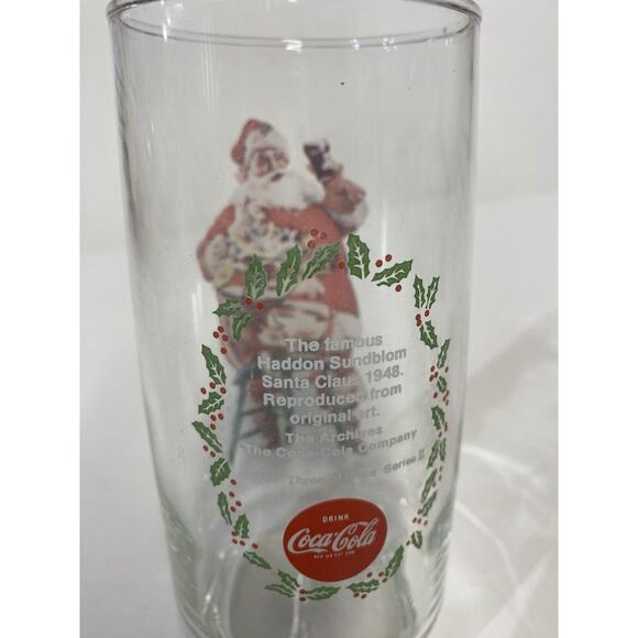 Vintage 1948 Haddon Sundblom Coca-Cola Christmas Santa Claus 12 oz Drink Glass - Picture 2 of 5